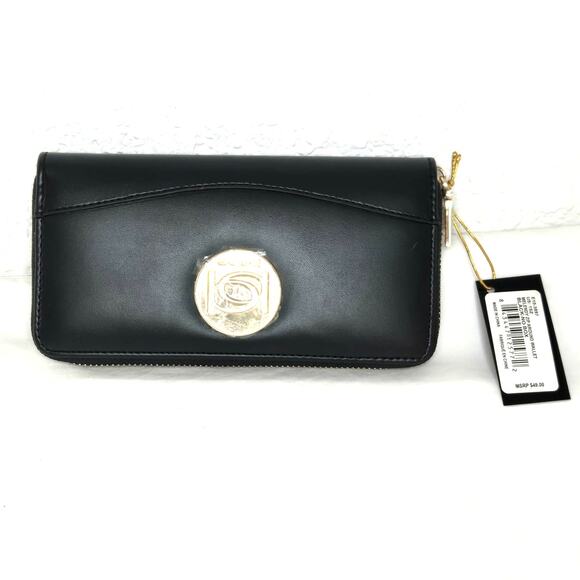 Bebe Melendy Zip Around Black Continental Wallet NWT NEW - Picture 1 of 4